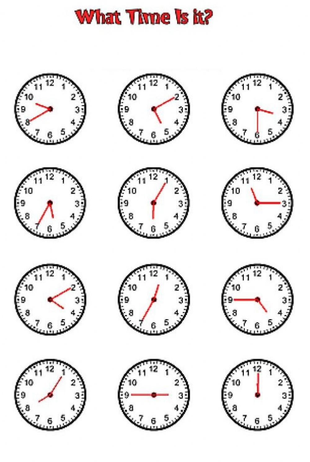 Telling Time Beginner Worksheets